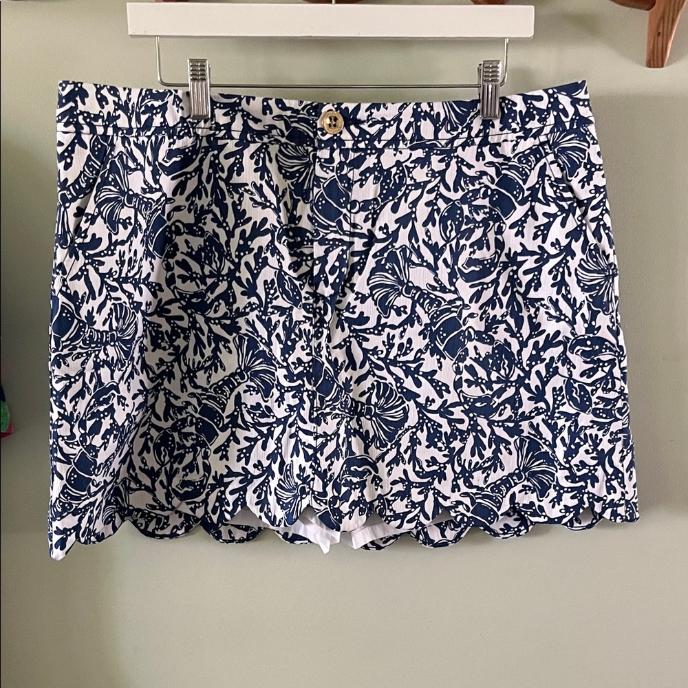 Lilly Pulitzer Women’s lobster Print Scallop Hem Skort  - Navy/White